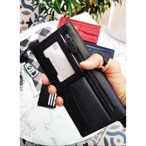 Lisbonne Leather Wallet with Phone Holder, 100% First Class Genuine Calfskin, Handmade, Made in Turkey