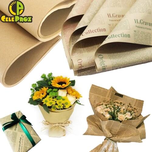 Kraft Paper Vintage Newspaper Gift Flower Wrapping Roll DIY Handmade Creative Material Birthday Wedding Event Party Decorations