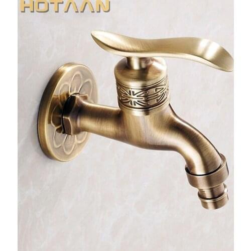 Bibcock faucet tap crane Antique Brass Finish Bathroom Wall Mount Washing Machine Water Faucet Taps YT-5161-A
