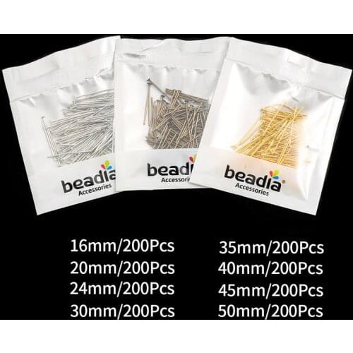 200pcs/bag 20 25 30 35 40 45 50mm Metal Flat Head Pins Eye Headpins Needles DIY Jewelry Making Accessories Supplies