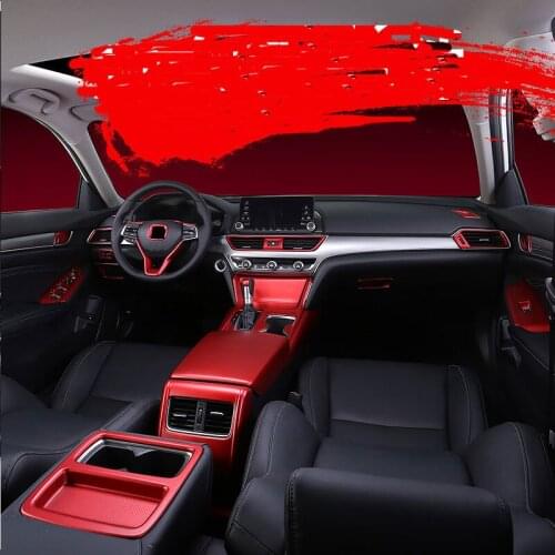 Modified interior red, central control gear, lifting panel, air outlet, decorative frame sticker for honda accord 10th 2018