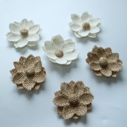 DIY Handmade Linen flower beaded patches for clothing Floral decoration for party Sew on patch embroidery appliques parche ropa