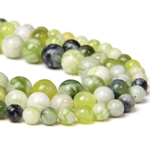 Natural green color Blue and white jades loose stone beads 6/8/10 mm for jewelry making DIY Bracelet Necklace Accessories gifts