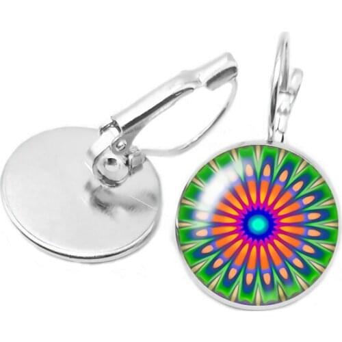 NEW/2019 Best Selling Ladies Earrings Fashion Art Mandala Kaleidoscope Glass Cabochon Earrings Children Gift Jewelry