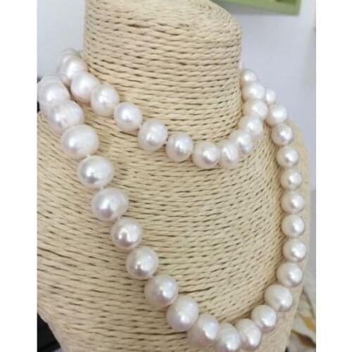 HUGE 11-13MM NATURAL SOUTH SEA GENUINE WHITE PEARL NECKLACE 35" 925silver GOLD CLASP