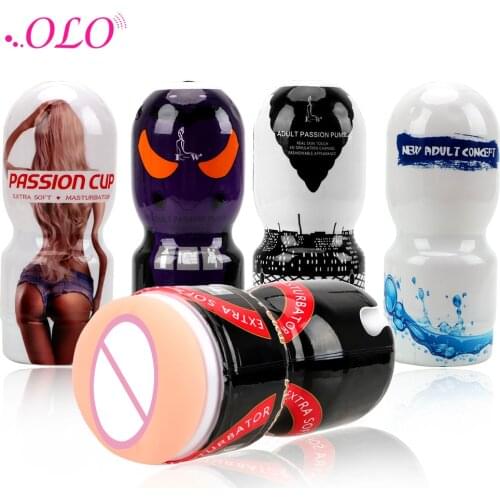 OLO Masturbation Cup Soft Silicone Male Masturbation Beer Airplane Cup Sex Toys for Men Artificial Vagina Portable