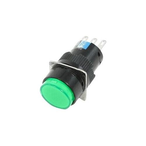 AC 250V 30A DC 30V 5A Self Lock 1NO 1NC Round Green Pushbutton Switch