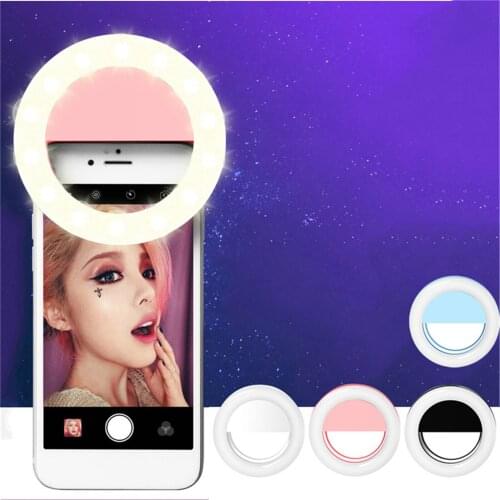 Selfie LED Ring Fill Light Portable Mobile Phone Selfie Lamp Lighting Luminous Ring Clip For All Cell Phones Beauty Elegantly