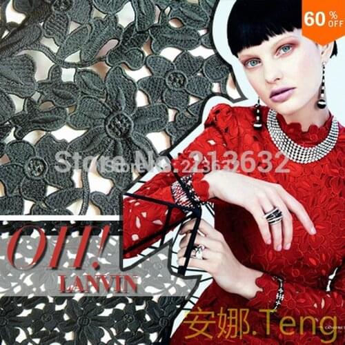 PQYY26 deep grey african guipure lace hollow chemical lace guipure lace fabric hollow out african lace fabrics fashion week