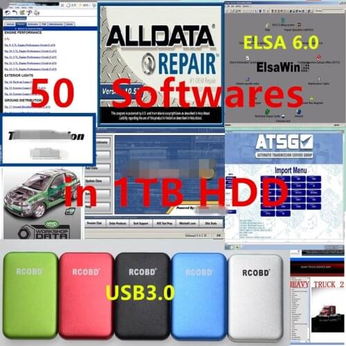 Alldata software and Mit-5 Auto Repair Software all data 10.53 In 1TB HDD Hard Disk Alldata software win7/8 USD3.0