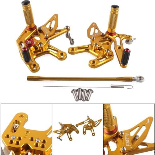 CNC Adjustable Rearset Foot Pegs For Kawasaki Ninja ZX10R 2015 Aluminum Alloy Motorbike Parts Accessories Gold