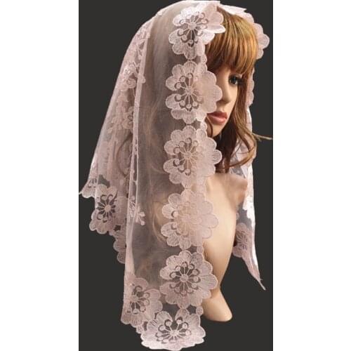 Pink Spanish Lace Mantilla Chapel Shawl Catholic Veil