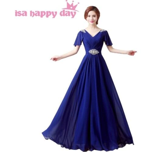 Sexy ladies lace up hot pink and blue chiffon top prom gown occasion dresses 2020 beaded dress cap sleeve in plus size H3492