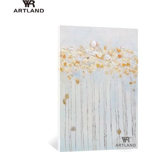 Nordic style wedding decoration Handmade canvas oil painting abstract gold trees wall hanging picture for living room bedroom