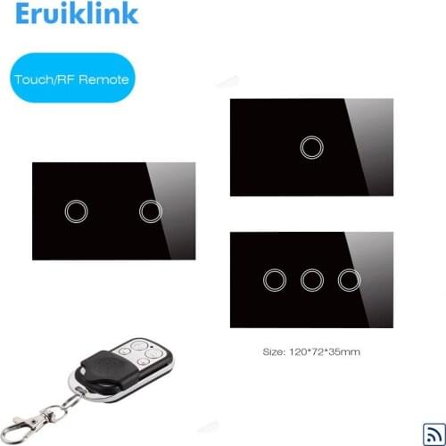 US Standard Eruiklink Remote Control Switch 1 2 3 Gang 1 Way, RF433 Smart Wall Switch,Wireless Remote Control Touch Light switch