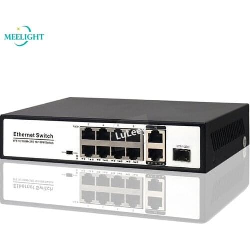 Standard 8+2 Gigabit POE 10 port switch camera monitors wireless power supply 1 optical fiber port