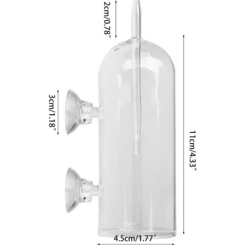 T21D Aquarium Tank Air Bubbler Transparent Glass Water Cup with Air Stone Suction Cups Prevent Bubbles Splashes Sputtering
