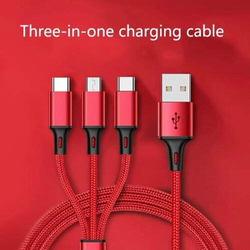 Data type USB charger cable, universal fast charging cable 3 in 1 multi-function charging cable
