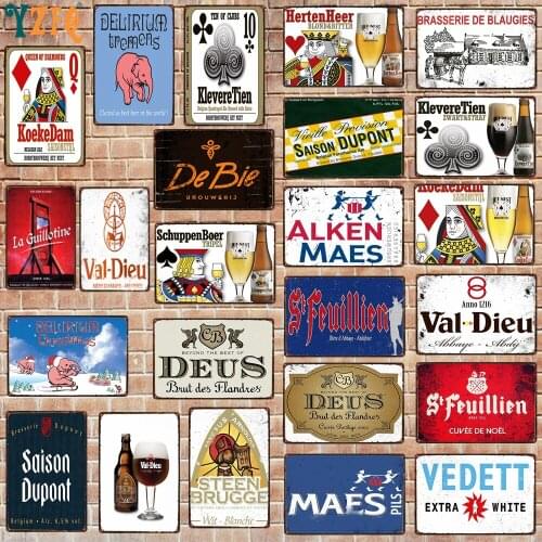Belgium Beer Vintage Metal Plates For Wall Bar Home Pub Art Kitchen Coffee Decor 30X20CM DU-9814B