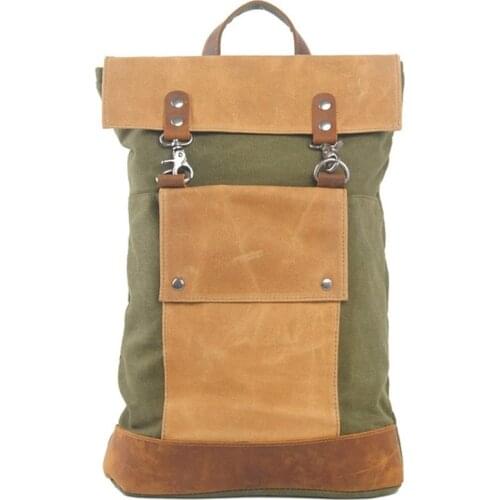 Vintage Waterproof Canvas Leather Laptop Backpacks for Men College Students School Bags for Teenagers Women Travel Daypacks