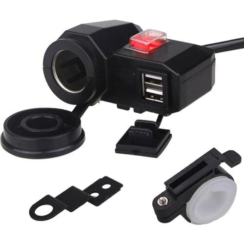 Waterproof Motorcycle Cigarette Lighter Socket Splitter Power Adapter With Dual USB Charger 12V Motorcycle