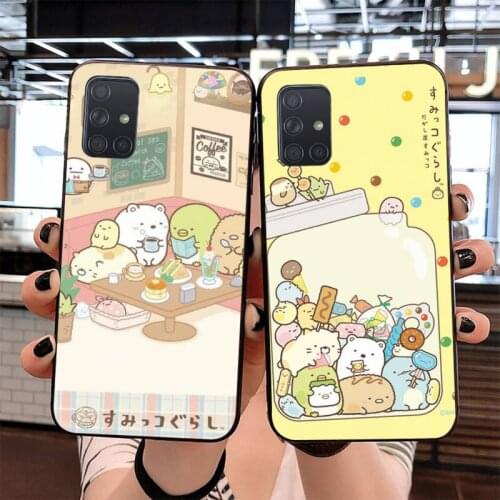 Japan Kawaii Sumikko Gurashi Silicone Black Phone Case for Samsung S20 plus Ultra S6 S7 edge S8 S9 plus S10 5G lite 2020