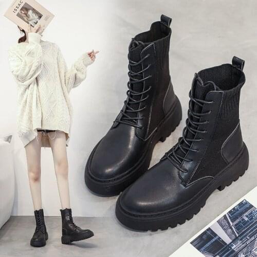Autumn Boots Women Shoes Woman Boots Fashion Round toe Ankle Boots 2021 Winter Elastic Black Boots Comfortable Botas