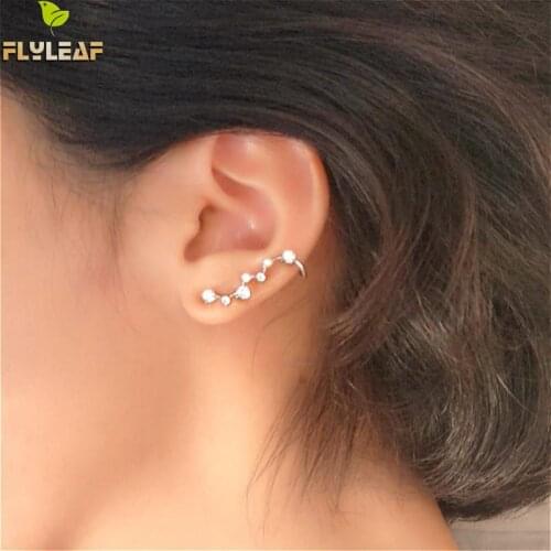 Flyleaf 100% 925 Sterling Silver Cubic Zirconia Big Dipper Stud Earrings For Women Romantic Lady Fashion Jewelry