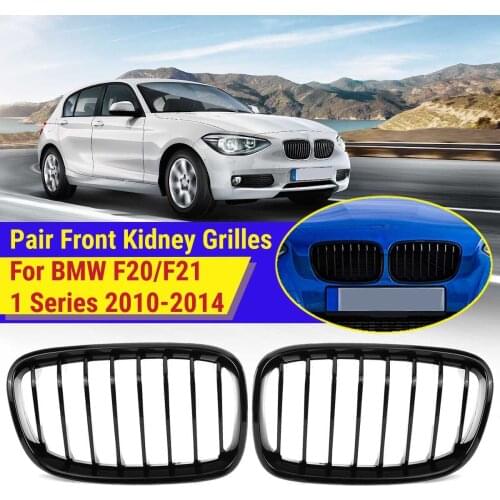 1 Pair Matte Glossy Black Front Kidney Racing Grilles Replacement For BMW F20 F21 1 Series 2010 2011 2012 2013 2014 Car Styling