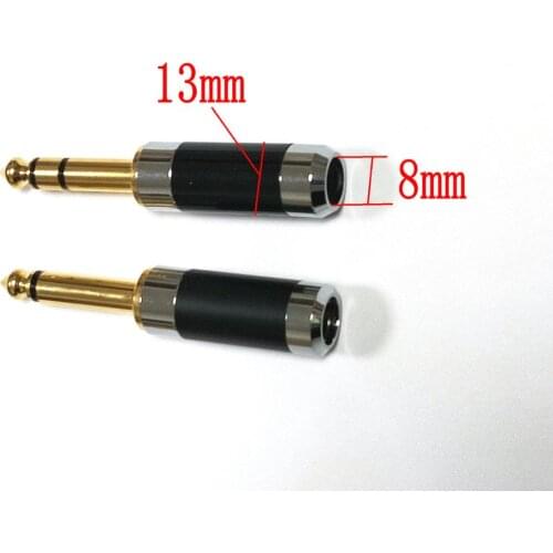 10pcs BRASS 6.3mm JACK PLUG for soldering Gold plated connector New