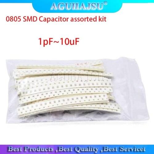 36values each 20pcs=720pcs 0805 SMD Capacitor assorted kit 1pF~10uF component diy samples kit 1PF 4.7PF 1NF 2.2NF 3.3NF 1UF 10UF