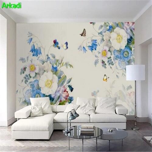 3d custom photo hand-painted retro roses Nordic American pastoral flower hall wallpaper TV background sofa wall cloth restaurant