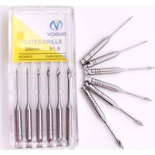6pcs / box 28mm Gate Drills Endodonitics Files Reamer Drills Bur Endo Gates Glidden Dental Materials