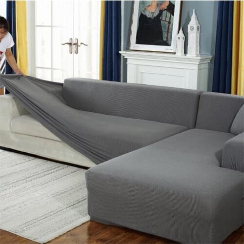 Velvet Plush L Shaped Sofa Cover For Living Room Elastic Furniture Couch Slipcover Chaise Longue Corner Sofa Cover Stretch