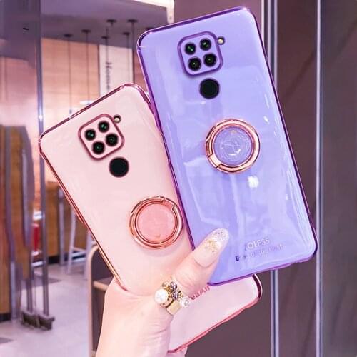Stand Ring Holder Case For Redmi Note 9 Pro 8 9S 7 10X K20 K30 Ultra POCO X2 Xiaomi Mi 10 10T Lite Plating Soft TPU Phone Cover