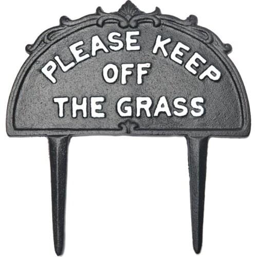 Cast Iron Sign 'Please Keep Off The Grass' Warning Garden Ground Plug Card Yard Decor Sturdy Stick to Ground Prohibited Logo
