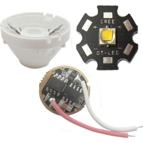 Cree 10W XML L2 / XML T6 Cool White 6500K LED Light with 20mm Star Base + 5-Modle 3.7V Driver 20mm + Lens With Holder