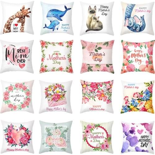 Mothers Day Pillowcase Pink Flower Cushion Cover Decorative Throw Pillow Cover For Bed Living Room Modern Home Decor 45*45cm/Pc