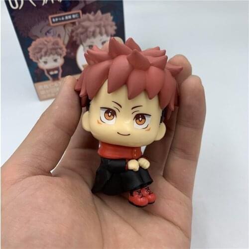 FigureCrazy 9cm Anime Jujutsu Kaisen Hand-Sitting Mini Cute Yuji Sitting PVC Action Figure Yuji Fushiguro Collect Model Gift