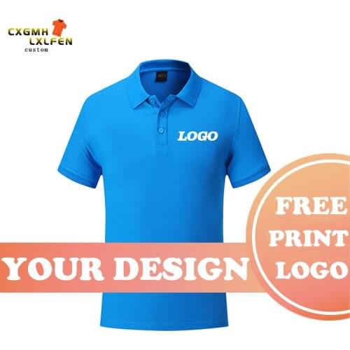 POLO shirt top 10-color custom logo short-sleeve shirt clean lapel men printing DIY brand text