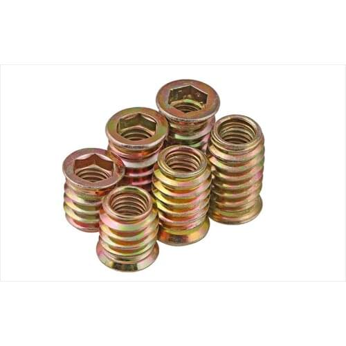 Ntersunk Head Hexagon Socket Embedded Nut Iron Inner and Outer Teeth Furniture Nuts Trapezoid Connecting Piece M6M8M10 30Pcs