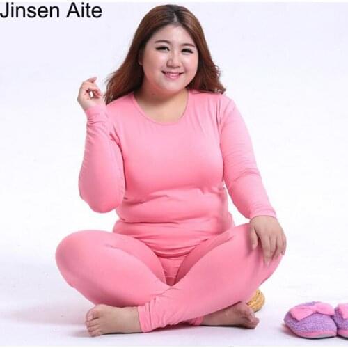 Jinsen Aite Plus Size 6XL Women Thermal Underwear Winter Underwear Sets Elasticity Slim Warm High Quality Female Long Johns JS70