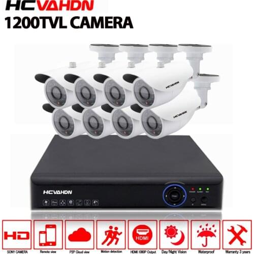 8CH 1080P HDMI DVR 1200TVL HD Outdoor Surveillance Security Camera System 8 Channel CCTV DVR Kit AHD Camera Waterproof Set