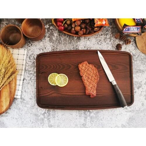 Carbonized Ash Wood Cutting Board - Best Kitchen Chopping Board for Meat (Butcher Block) Cheese and Vegetables