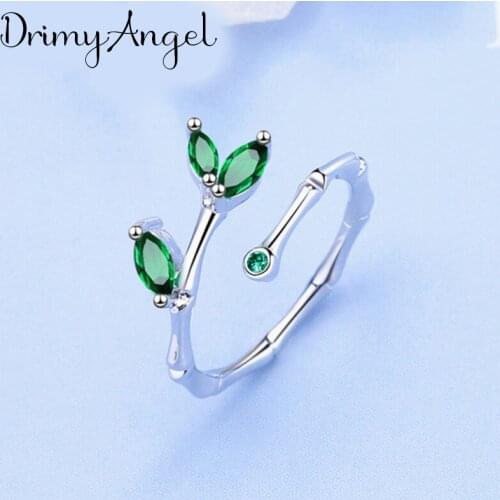 Charming Boho Korean Open Adjustable Size Zircon Leaf Rings for Women Wedding Ring Jewelry Valentines Day GIFT