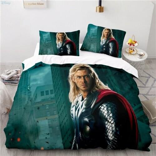 Marvel Thor 3d Bedding Set Iron Man Captain America Spider Man Avengers Cartoon Duvet Cover Set Pillowcases Kids Boys Girls Gift