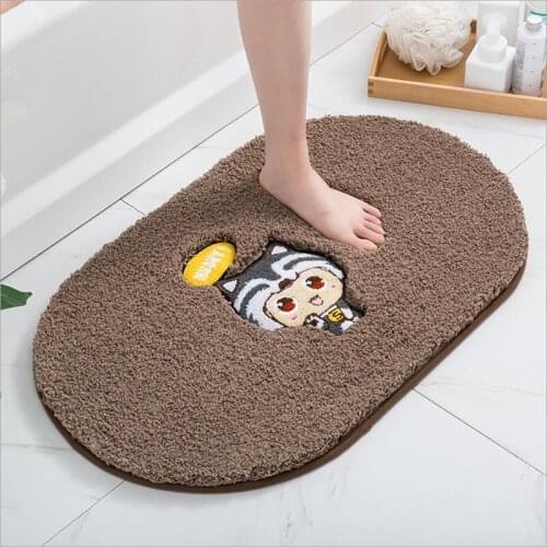 Solid Color Bathroom Carpet, Soft Lamb Velvet Thickened Living Room Bedroom Door Absorbent Non-slip Floor Mat Part One