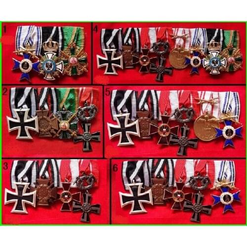 Beautiful WWI WW1 GERMAN MEDAL BAR GROUP CROSS COMBATANT HONOR METAL MEDAL SET GROUP BAR