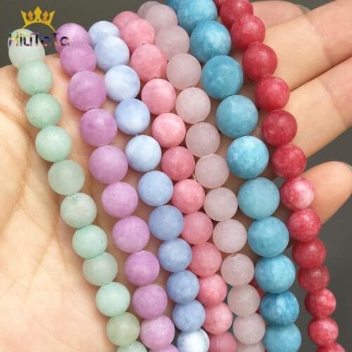 Natural Dull Polished Matte Jades Stone Beads Round Loose Spacer Beads For DIY Jewelry Making Bracelet Accessories 15'' 6 8 10mm