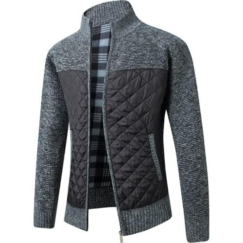 Autumn New Men Jacket Slim Stand Collar Zipper Outerwear Solid Cotton Thick Warm windproof Long Sleeve Coats Cotton Soft